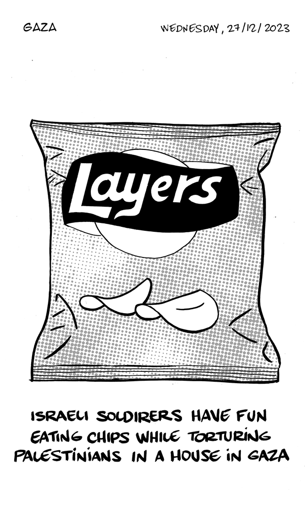 Diary drawing of a potato chip bag