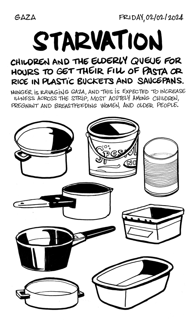 Diary drawing of empty food containers