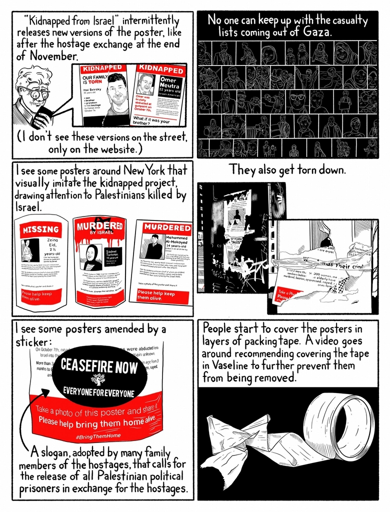 Cartoonist Solomon Brager reflects on the Kidnapped posters of hostages.