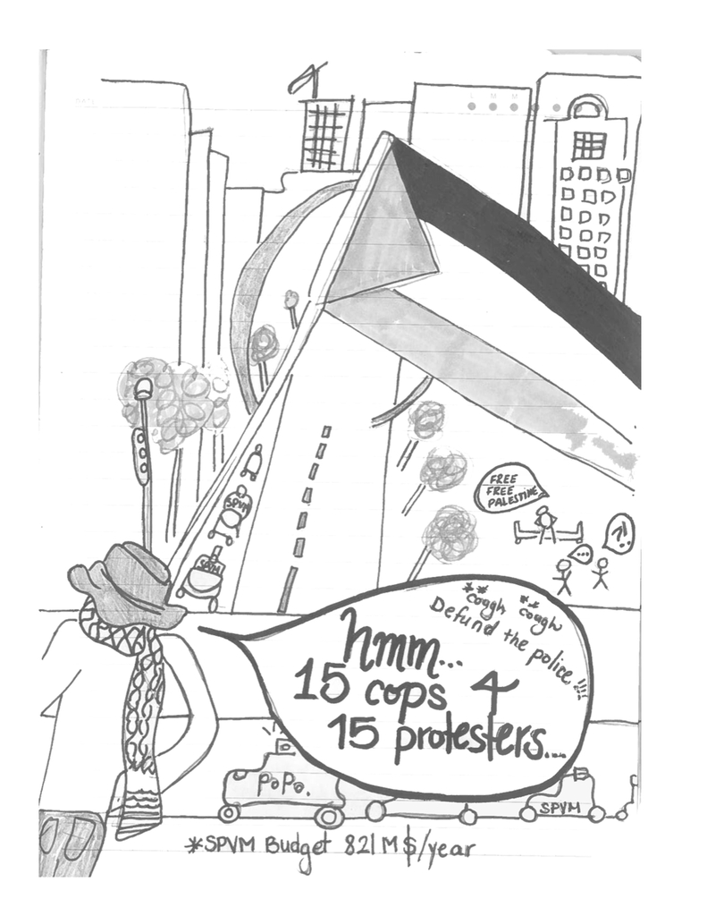 illustrations of palestinian protest meetings in quebec