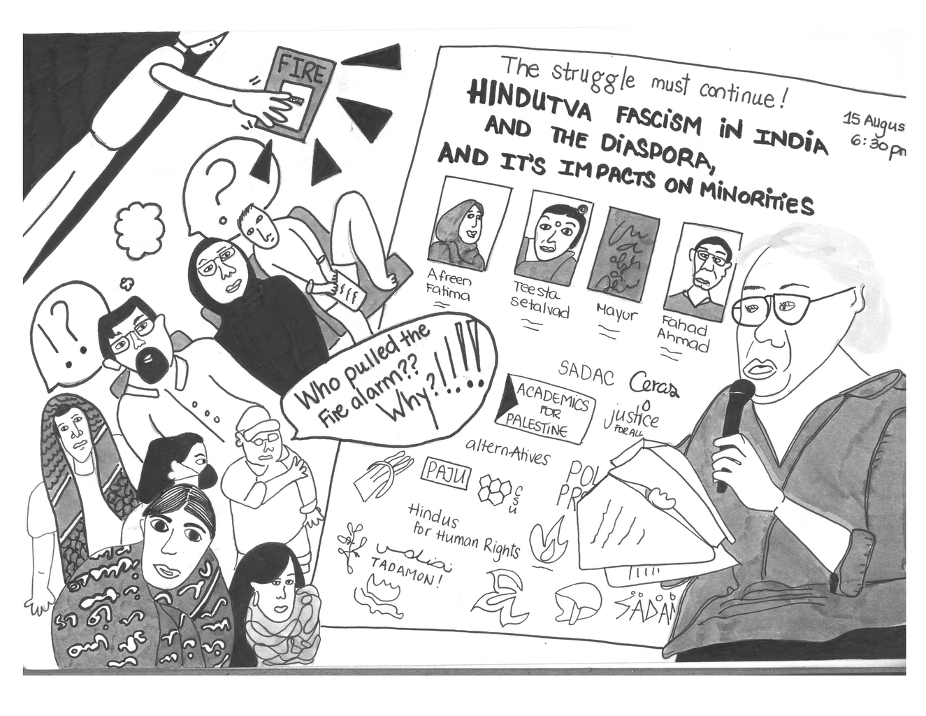 illustrations of palestinian protest meetings in quebec