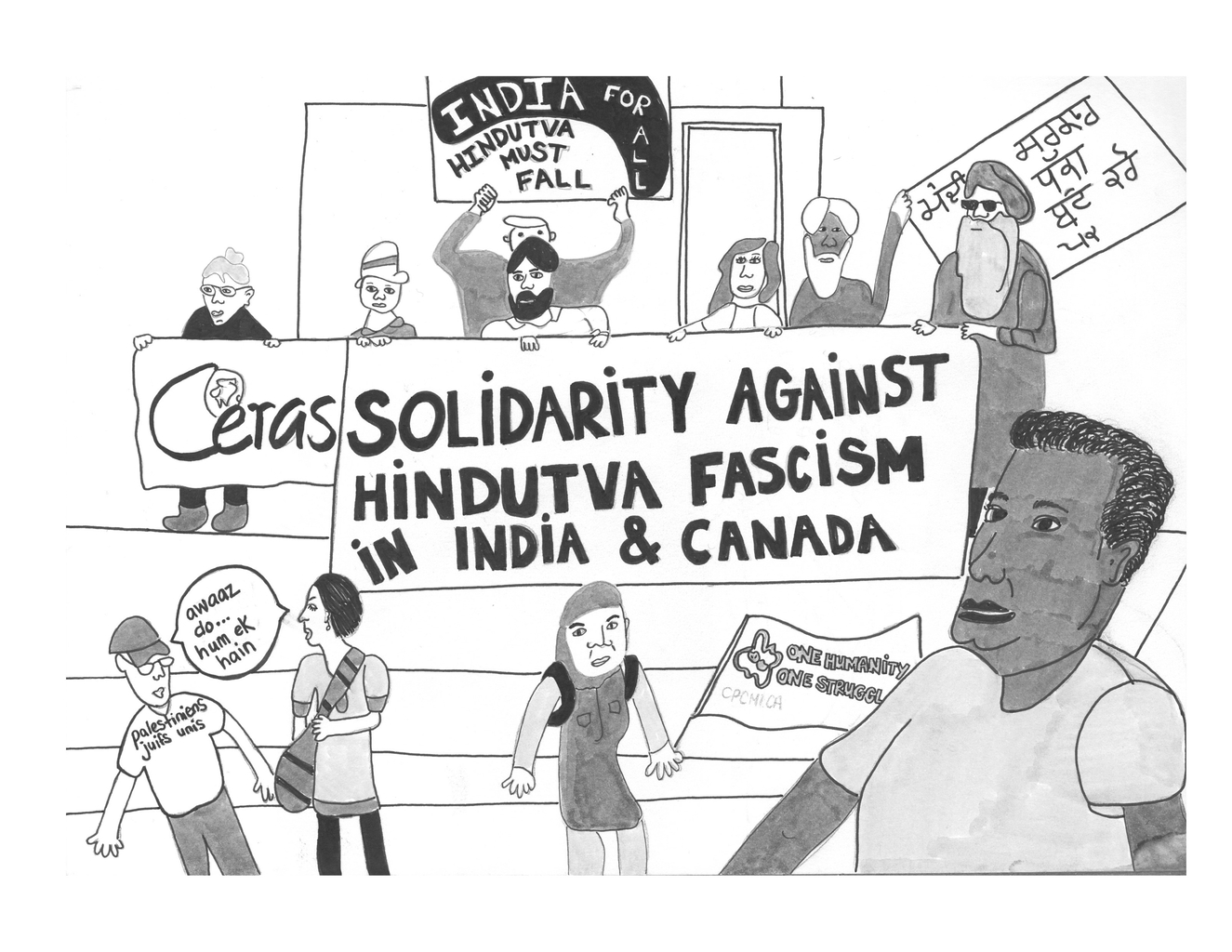 illustrations of palestinian protest meetings in quebec