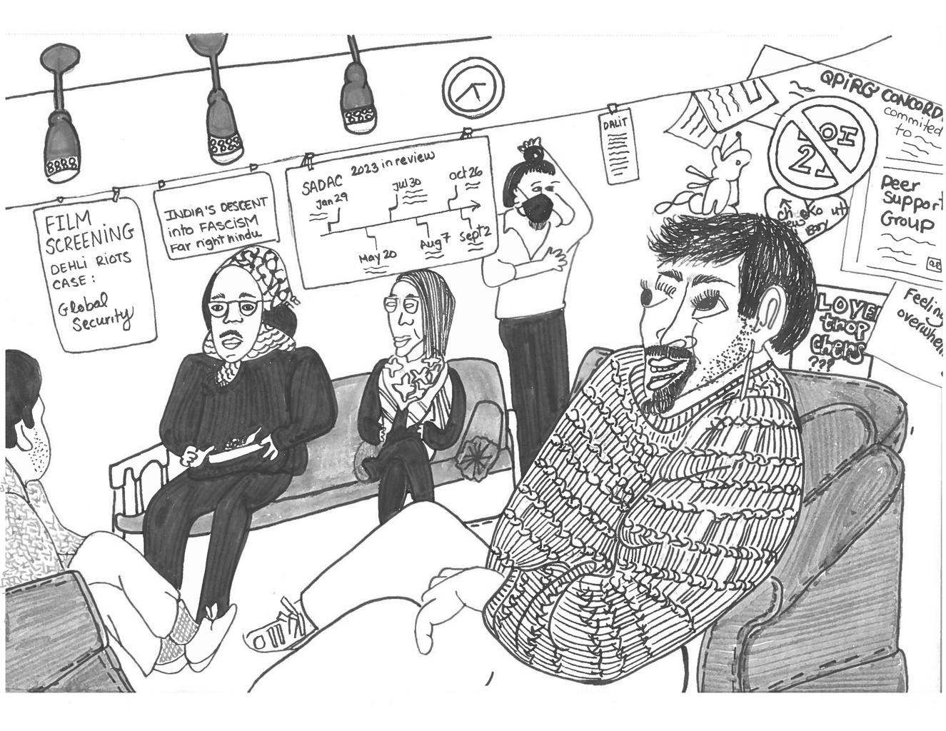 illustrations of palestinian protest meetings in quebec