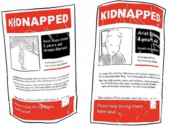 Drawings of two posters reading Kidnapped